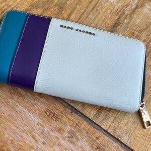 Marc Jacobs Teal, Purple, and Light Gray Wallet